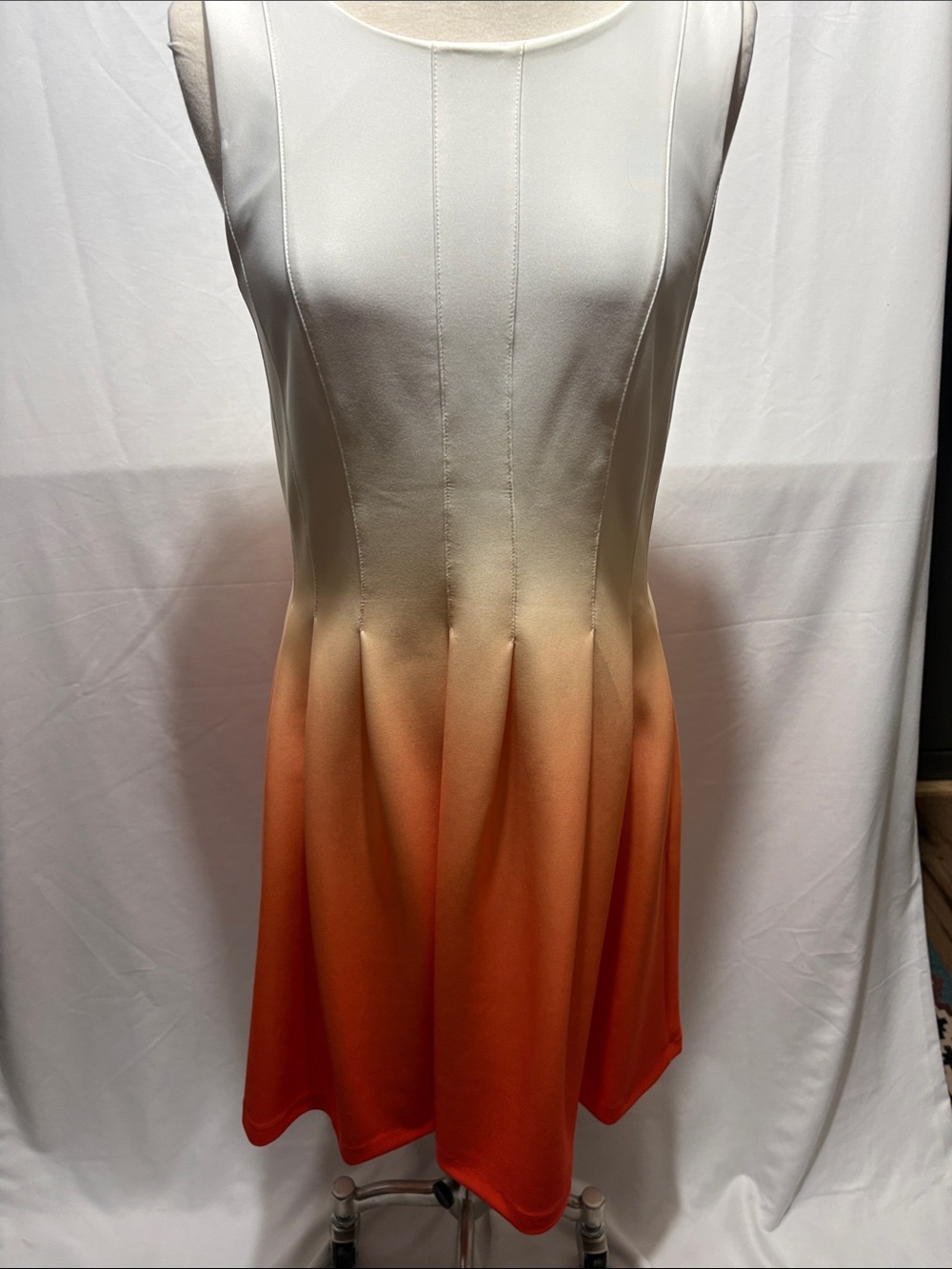 Calvin Klein Orange dip dye Sleeveless Fit & Flare Dress